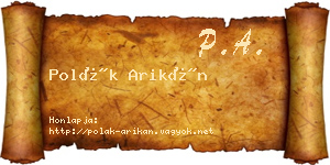 Polák Arikán névjegykártya